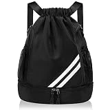 flintronic Bolsas de Cuerdas Mujer Hombre Mochila, Cuerdas Impermeable Saco de Gimnasia, Deportiva Impermeable Mochila de Playa, con Compartimento Zapatos y Bolsillo Húmedo, para Yoga Deporte
