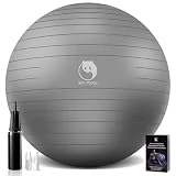 Slim Panda Pelota de Pilates 65cm, Antiexplosión Antideslizante PVC Pelota de Gimnasia, Soft Balones de Yoga para Terapia Geriátrica, Domicilio, Fitness, Entrenamiento del Equilibrio (Plateado)