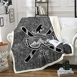 Manta Sofa 150 x 200 cm Esquí Mantas para Cama de Franela para Adultos y Niños, Mantas Ligeras de Microfibra Suave Cálido Fácil de Limpiar