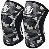 Nisrok Rodilleras (1 par), rodilleras de compresión de neopreno de 7 mm, gran apoyo para entrenamiento cruzado, levantamiento de pesas, levantamiento de potencia, sentadillas, Large, Gris (Camo Gray)