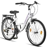 Chillaxx Bicicleta Strada Premium City Bike en 24, 26, 28 pulgadas, bicicleta para niñas, niños, hombres y mujeres, cambio de 21 velocidades, bicicleta de ciudad holandesa (24 pulgadas, freno en V),