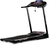 Cinta de Correr y Andar Plegable con Sistema de inclinación Manual, Velocidad 12 kmh, 40 programas de Entrenamiento, Potencia 2,5 CV. Frecuencia Cardiaca, compacta y Ligera (Rojo - Negro)