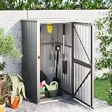 Norheim Cobertizo de Jardín Metalico, Cobertizo de Almacenamiento Exteriores, Casetas Jardin de Acero Galvanizado, Casa para Herramientas, Gris 88x89x161 cm