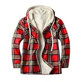 Chaqueta de forro polar para hombre con capucha, gruesa a cuadros, chaqueta de invierno para hombre, informal, cómoda, chaqueta de softshell, chaqueta funcional para senderismo, ciclismo y