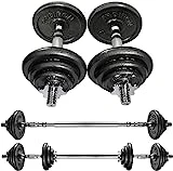 PROIRON Kit de Mancuernas Ajustables de Hierro Fundido 20kg - Juego de Pesas con Barra Conexion para Halterofilia, Culturismo, Aptitud, Ejercicios Gimnasio en Casa