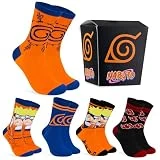 Naruto Calcetines Hombre - 5x Pack Calcetines Hombre - Talla 40-46, Calcetines Algodon Hombre Regalo Navidad