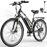 HITWAY Bicicleta Eléctrica, 28' Bicicleta Electrica Urbana/de Trekking, Bici Eléctrica con Batería Extraíble de 36V12Ah, 250W, 7 Velocidades, Ebike Bicicletas Pedaleo Asistido Alcance hasta 35-90km