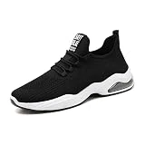 Hombre Zapatos Deportivos Casuales para Correr Gimnasio Sneakers Ligero Transpirable Zapatillas de Running Unisex Adulto, Negro, EU42