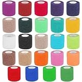 Vendaje cohesivo 24 rolls x 5cm vendas autoadhesivas Cinta de vendaje transpirable Vendaje autoadhesivo elástico atlético para lesiones deportivas, muñeca, rodilla, esguinces de tobillo e hinchazón