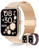 Reloj Mujer Inteligente con Llamadas Mensajes Notificación 3 Correas Smartwatch Mujer para Android iOS Pulsera Actividad Podómetro 110+ Modos Deportivos Sueño Pulsómetro DIY Esfera