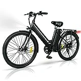 ONESPORT Bicicleta Eléctrica 26' Urbana Ebike, Bici Eléctrica Tiempo de Carga 3-4 Horas Batería de Litio Extraíble de 10.4Ah Fatbike, E Bike MTB 250W Motor (BK8)