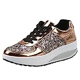 Zapatos de ocio para mujer de invierno, zapatillas deportivas ligeras, brillantes, suelas gruesas, zapatos planos, tacón de cuña brillante, zapatos con cordones, para correr, zapatos de ocio,