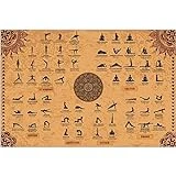 The Mindful Word Yoga Poses Póster (61 x 91 cm) – Poster de Lona Ligera para Yoga con 62 Asanas/Estiramientos/Posiciones/Postura de Yoga en Inglés en Sánscrito