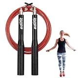 EDIFIT Comba Crossfit, Cuerda Saltar, 3 Metros, Mango de 165 mm, Regulable, para Hombre y Mujer, Ejercicio en Casa, Fitness, Boxeo, Entrenamiento (Rojo y Negro)