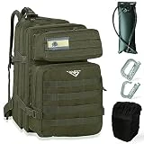VALSKY Mochilas Militares Tácticas 45L Tela 900D Oxford con REGALO Bolsa Hidratación + Dos mosquetones + Bandera España + Funda impermeable - Mochila Militar de Senderismo