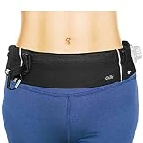 Cinturón para Correr, Riñonera Deportiva para Movil Mujer Hombre, Riñonera Running Impermeable Ajustable, Cremallera Cinturón Deportivo con Tiras Reflectantes, para Correr, Senderismo, Fitness, Negro