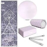 FITFIU Fitness MC 280 Pack de 5 Accesorios Yoga Pilates Que Incluye Esterilla, Bloque, Roller, Pelota y Correa, Unisex Adulto, Lila