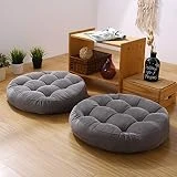 para Sala De Estar Balcón Al Aire Libre,Redondo Copetudo Almohada De Suelo,Grueso Adultos Niños Cojín De Asiento,Cojín De Lectura Cojín De Silla Yoga Meditación Cojín,Algodón Lino Sólido Tatami Cojí