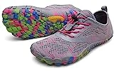 SAGUARO Mujer Barefoot Zapatillas de Trail Running Minimalistas - Zapatos de Deporte Fitness Gimnasio Caminar Descalzos para Correr en Montaña Asfalto Escarpines de Agua, Rosa, 38 EU