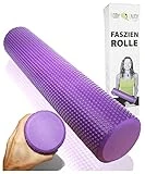 EasY FoxY ToY Foam Roller de Espuma EVA para Fascia Trigger Point; Rodillo Masaje Muscular Ø9.5cm x43cm Violeta; Rulo para Estirar Espalda Neck e Pilates; Rollo Cilindro automasaje