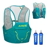 TRIWONDER Mochila de Hidratación Ligero 2,5L Superior Chaleco para Trail Running Ciclismo Marathoner Profesional Hombre Mujer (Azul Menta - 2×500ml Botella de Agua，M/L (90-102 cm))