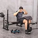 Banco auxiliar con mancuernas para fitness, banco de pesas ajustable con soporte para mancuernas, banco de pesas con cuerda, entrenamiento de fuerza multifuncional en el hogar