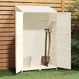 Norheim Cobertizo de Jardín, Cobertizo Exterior Madera, Cobertizos de Almacenamiento, Casetas de Jardin, Cobertizos para Herramientas, Blanco 102x52x174,5cm