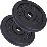 ScSPORTS Juego de Discos de Pesas – 10 kg, Pesas 2 x 5 kg, Ø 30/31 mm, Hierro Fundido, Negro - Set de Discos de Peso, para Mancuernas y Barbell, Gimnasio, Musculación, Fitness