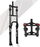 TIST Horquilla de suspensión for Bicicleta Gruesa de 26x4,0 Pulgadas, 140mm de Recorrido, Ajuste de Rebote de Doble Hombro, Horquilla Delantera Recta QR 1-1/8 de 9mm (Color : 26'' Black)