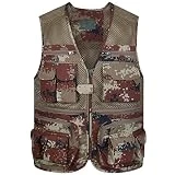Adhdyuud Chaqueta de camuflaje sin mangas para hombre, para pesca al aire libre, caza y caza, Camo Rojo, XXXL