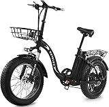 Bicicleta eléctrica Plegable 20', 250W 48V 15A Bici Eléctrica, Ciudad E-Bike para Adultos Hombre y Mujer, Shimano de 7 Velocidades, Velocidad Máxima de 25 km/h, con Asistencia de Pedal