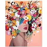 gelrovaled Pintar por Numeros Adultos, DIY Pintura por Números, Kit de Pintura al óleo de Lienzo DIY para con Pinceles, Pigmento Acrílico 40 x 50cm, Flower Girl