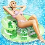 COOLJOYA Colchoneta Hinchable Piscina Adultos Silla Inflable | Colchoneta Hinchables para Flotadores Piscina con Portavasos | Inflables para Piscina Flotador Piscina Colchoneta Hinchable Playa