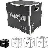 Yes4All Caja pliométrica 3 en 1 de madera antideslizante - Negro - 16 x 14 x 12