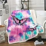 Manta Sofa 150x200 Mariposa Mantas, Rosa Claro Manta Suaves Microfibra Cobijas de Invierno, Manta Polar para Adultos y NiñOs, Blanket Mantas para Sofa Cama Sillon