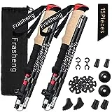 Frasheng Bastones de Senderismo, 2pcs Bastones Trekking Plegables, Bastones Marcha Nordica Plegables, 7075 Bastón de Trekking de Aluminio, con Accesorios y Bolso, para Nordic Walking, Esquí, Alpinismo