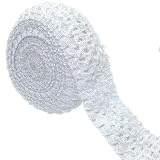 Cinta elástica de ganchillo Diadema elástica de ganchillo 5 metros de cinta elástica de ganchillo para diadema, tejido elástico de ganchillo para adornos de tubo accesorios para el pelo (Blanco)