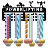 CREATCABIN Soporte para Medallas de Levantamiento Pesas,Colgador Medallas,Estante Exhibición Deportes,Premios Colgantes Metal,Hierro,Decoración Montaje Pequeño para Pared,Hogar,Carrera,Negro,29x13cm