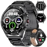 LIGE Reloj Inteligente Hombre Smartwatch Hombre con Llamada/Marcado Bluetooth Asistente Voz, Impermeable Reloj Deportivo con 2 Correas Monitor Sueño Pulsómetro Podómetro para iOS Android