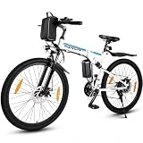 VARUN Bici Eléctrica, 26' Bicicleta Eléctrica Plegable con Shimano 21 Velocidades, Bicicleta Eléctrica de Montaña con Motor de 250W 25KM/H, 48V 7.8Ah Extraíble Batteria, Ebike para Hombres Mujeres