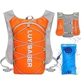 Neloheac Chaleco Hidratacion Trail Running Mujer Hombre, Mochila Hidratacion con Bolsa de Agua de 2L, Mochila MTB para Maratón Ciclismo Senderismo, Naranja