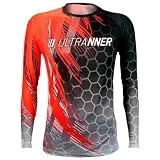 ULTRANNER Mariola - Camiseta Running para Hombre Manga Larga - Tejido Transpirable - Camiseta Ultraligera - Trail, Trekking y Montaña - Rojo Manga Larga - Talla M