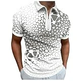 Camiseta Shirt de Manga Corta con Cremallera Personalizada a la Moda de Verano para Hombre con Estampado destacado (Grey, XXL)