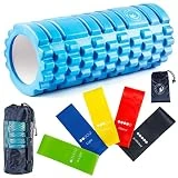 Rodillo de masaje muscular resistente hasta 120 kg bandas elásticas 5 resistencias kit multifunción gimnasia Pilates Yoga correctiva Crossfit Pre-post entrenamiento hombre mujer home Gym