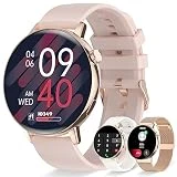 Erkwei Reloj Inteligente Mujer Llamadas Bluetooth Smartwatch Mujer Monitor de Sueño, Pulsómetro, SpO2, Pulsera Actividad con Podómetro Calorías, Reloj Digital Mujer para Android iOS 3 Correas