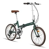 PACTO Twelve Bicicleta Plegable - Bicicleta Holandesa - 27 cm Marco de Aluminio - 20 Pulgadas Llantas de Aluminio - 6 Engranajes Shimano - V-Frenos - Fácil de Plegar - Verde (Verde)