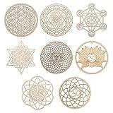 HNEJA Paquete de 8 Letrero de Pared de Madera de 14 Cm Posavasos con Forma de Flor de Posavasos de Bricolaje de Arte de Pared de Madera GeometríA para Hacer Manualidades