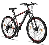 Chillaxx Bicicleta Legend Aluminio 24, 26, 27,5 y 29 pulgadas Shimano Mountain Bike MTB Bicicletas para niños y niñas hombres y mujeres 21 velocidades Cambio de 27,5 pulgadas, Negro y Rojo Disco Freno
