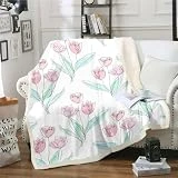 Mantas para Sofa Grandes 150x200 Tulipanes, Manta para Cama 90 de Invierno, Manta Polar Reversible de Microfibra y Franela Suave, Infantil Manta para Adultos Niños Viajes