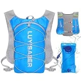 Neloheac Chaleco Hidratacion Trail Running Mujer Hombre, Mochila Hidratacion con Bolsa de Agua de 2L, Mochila MTB para Maratón Ciclismo Senderismo, Azul
